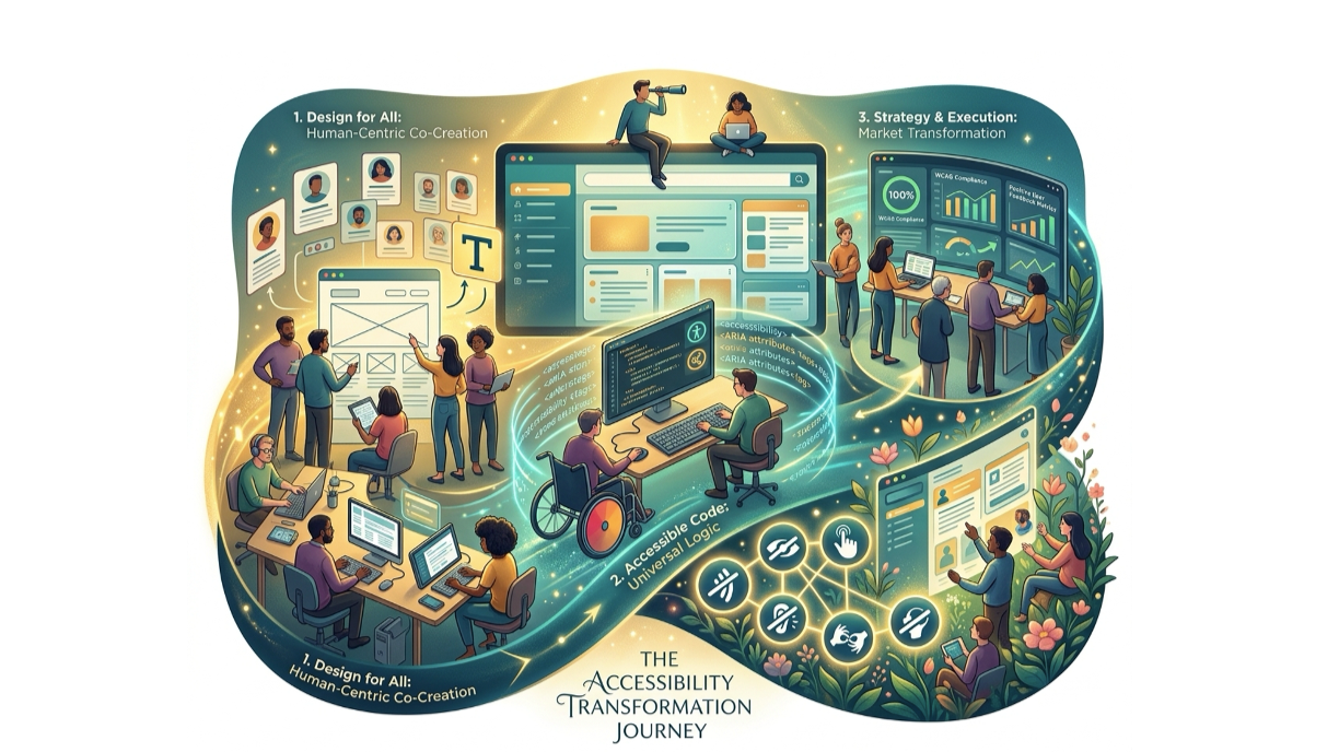 Images shows people with disabilities using digital technologies as they are designed with them in mind.